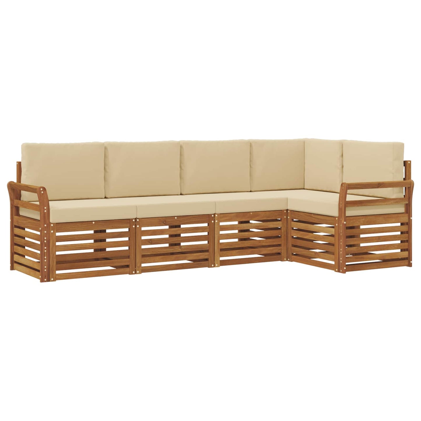 Set divano sezionale con cuscino 5 pcs Naturale e Beige | homemem39