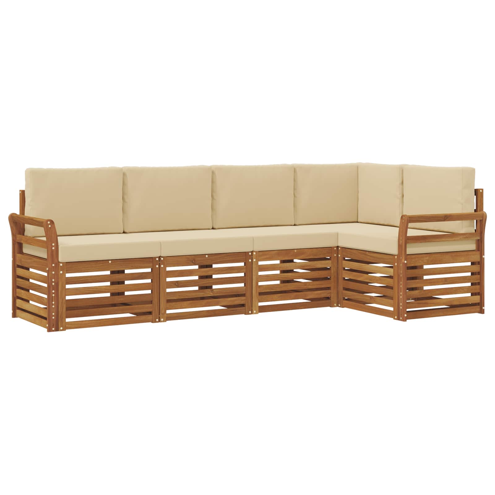 Set divano sezionale con cuscino 5 pcs Naturale e Beige | homemem39
