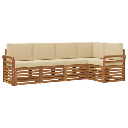 Set divano sezionale con cuscino 5 pcs Naturale e Beige | homemem39