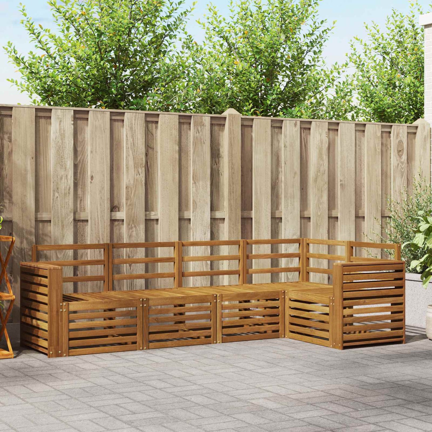 Set divano sezionale 5 pcs Naturale Legno di Acacia Massello | homemem39