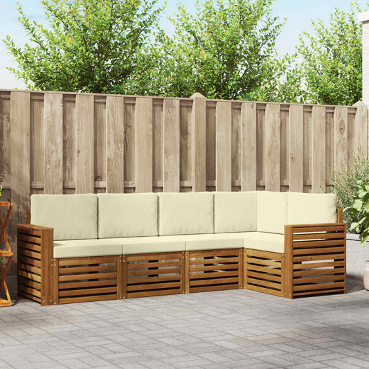 Set divano sezionale con cuscino 5 pcs Naturale e Crema