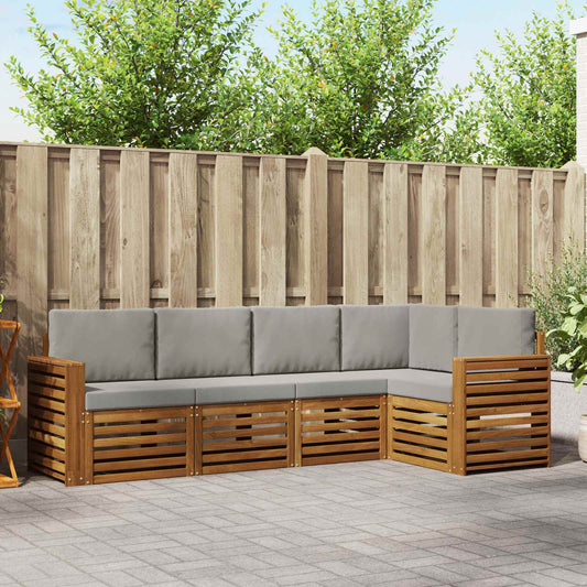 Set divano sezionale con cuscino 5 pcs Grigio Naturale e Chiaro