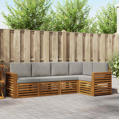 Set divano sezionale con cuscino 5 pcs Grigio Naturale e Chiaro