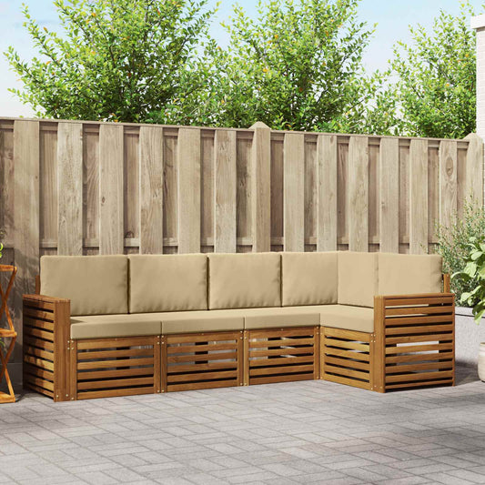 Set divano sezionale con cuscino 5 pcs Naturale e Beige