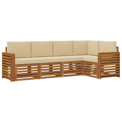 Set divano sezionale con cuscino 5 pcs Naturale e Beige