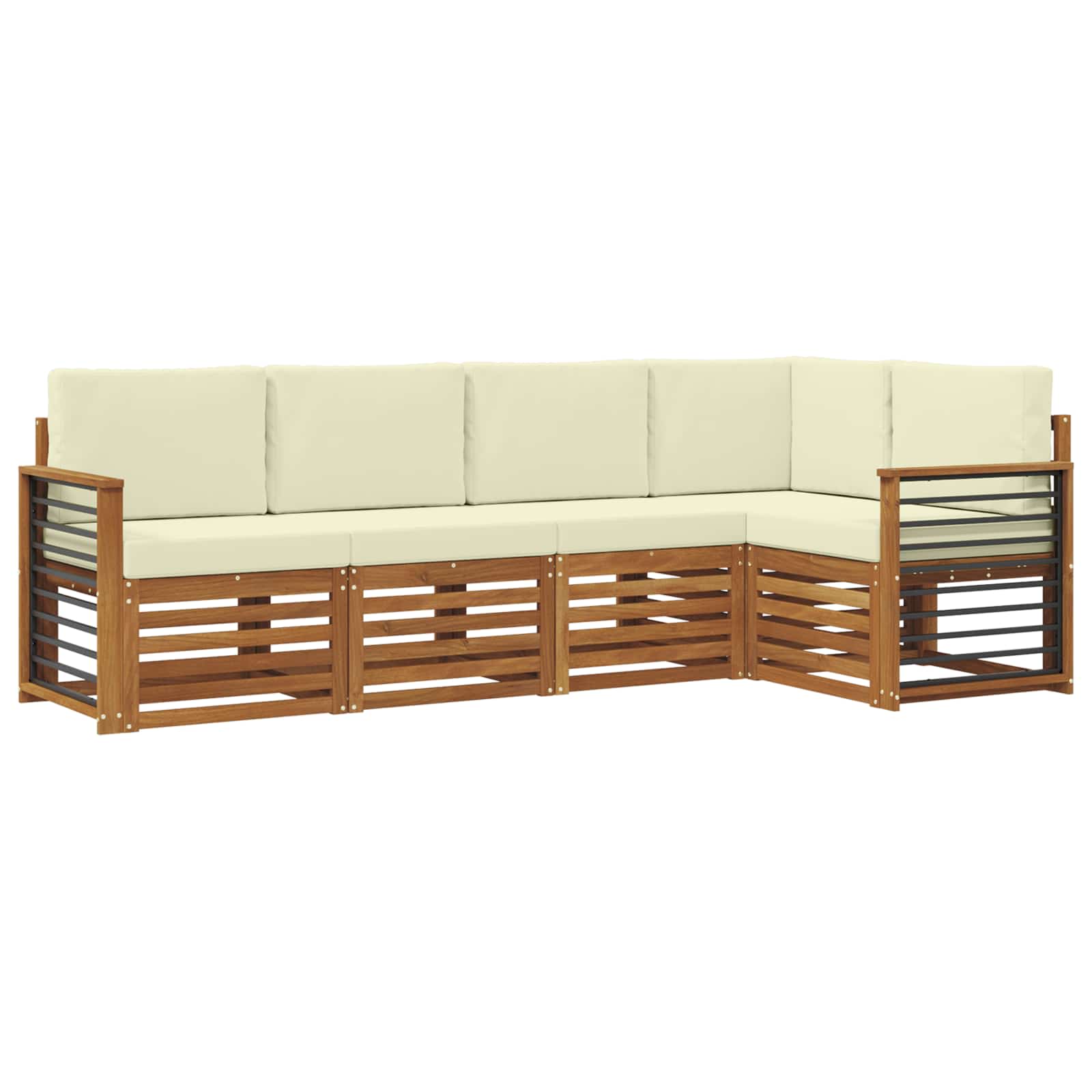 Set divano sezionale con cuscino 5 pcs Naturale e Crema | homemem39