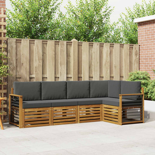 Set divano sezionale con cuscino 5 pcs Naturale e Antracite