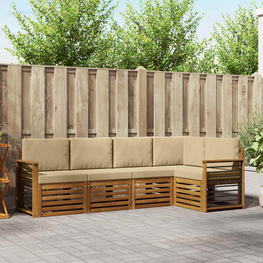 Set divano sezionale con cuscino 5 pcs Naturale e Beige
