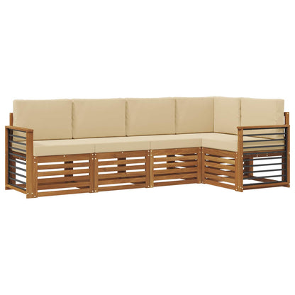 Set divano sezionale con cuscino 5 pcs Naturale e Beige | homemem39