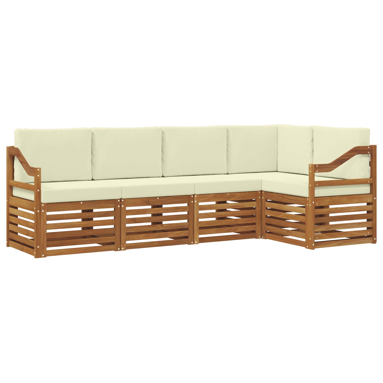 Set divano sezionale con cuscino 5 pcs Naturale e Crema | homemem39