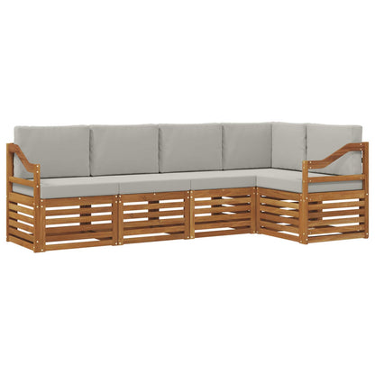 Set divano sezionale con cuscino 5 pcs Grigio Naturale e Chiaro | homemem39