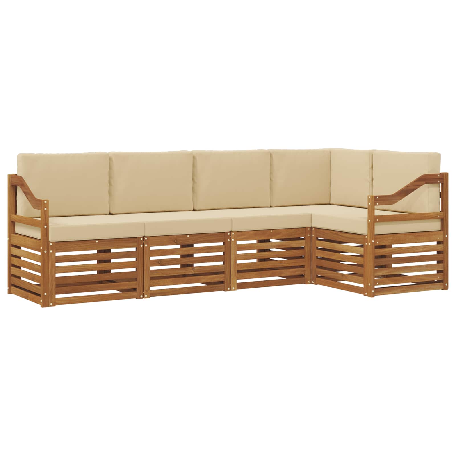 Set divano sezionale con cuscino 5 pcs Naturale e Beige | homemem39