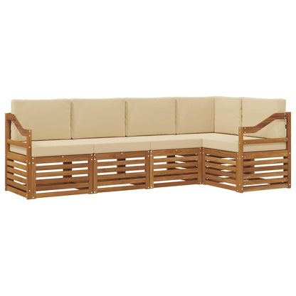 Set divano sezionale con cuscino 5 pcs Naturale e Beige | homemem39