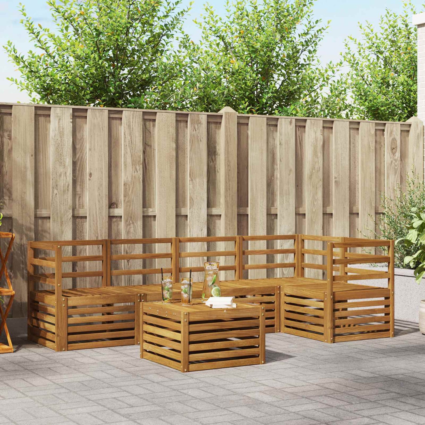 Set divano sezionale 6 pcs Naturale Legno di Acacia Massello