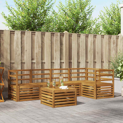 Set divano sezionale 6 pcs Naturale Legno di Acacia Massello