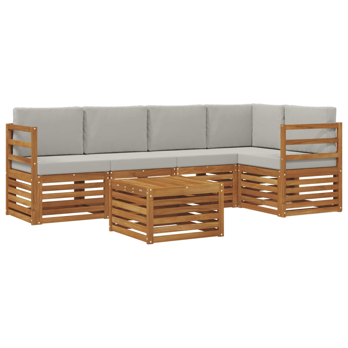 Set divano sezionale con cuscino 6 pcs Grigio Naturale e Chiaro