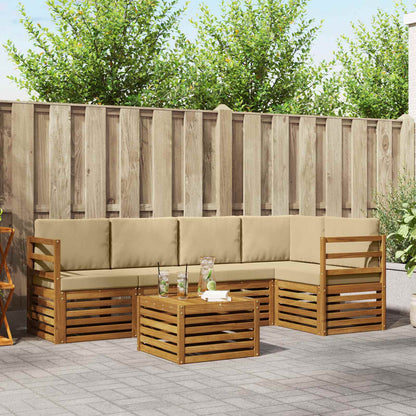 Set divano sezionale con cuscino 6 pcs Naturale e Beige | homemem39