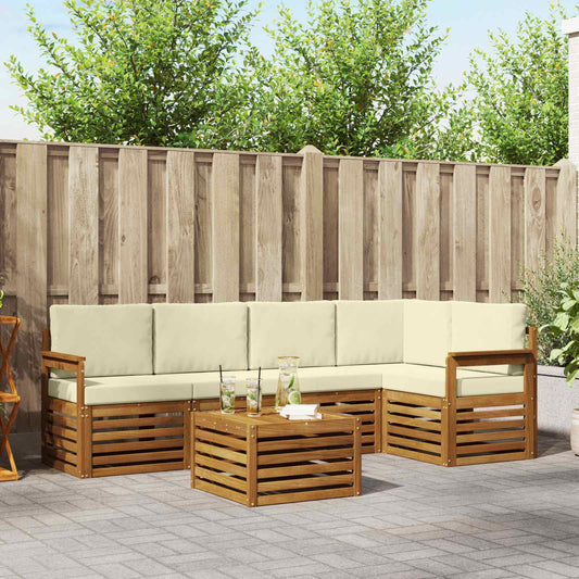 Set divano sezionale con cuscino 6 pcs Naturale e Crema