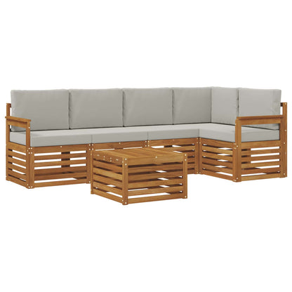 Set divano sezionale con cuscino 6 pcs Grigio Naturale e Chiaro