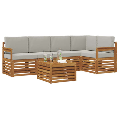 Set divano sezionale con cuscino 6 pcs Grigio Naturale e Chiaro | homemem39