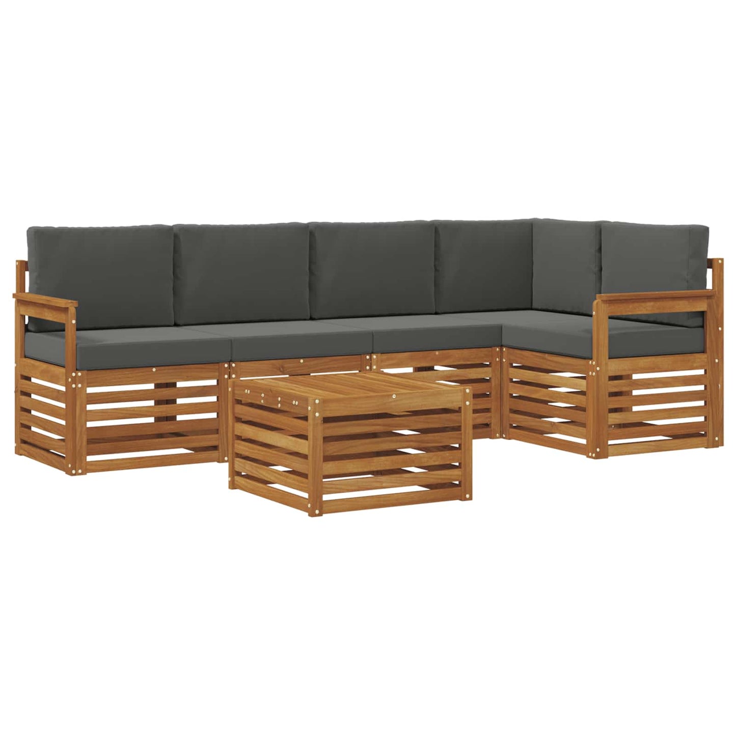 Set divano sezionale con cuscino 6 pcs Naturale e Antracite | homemem39