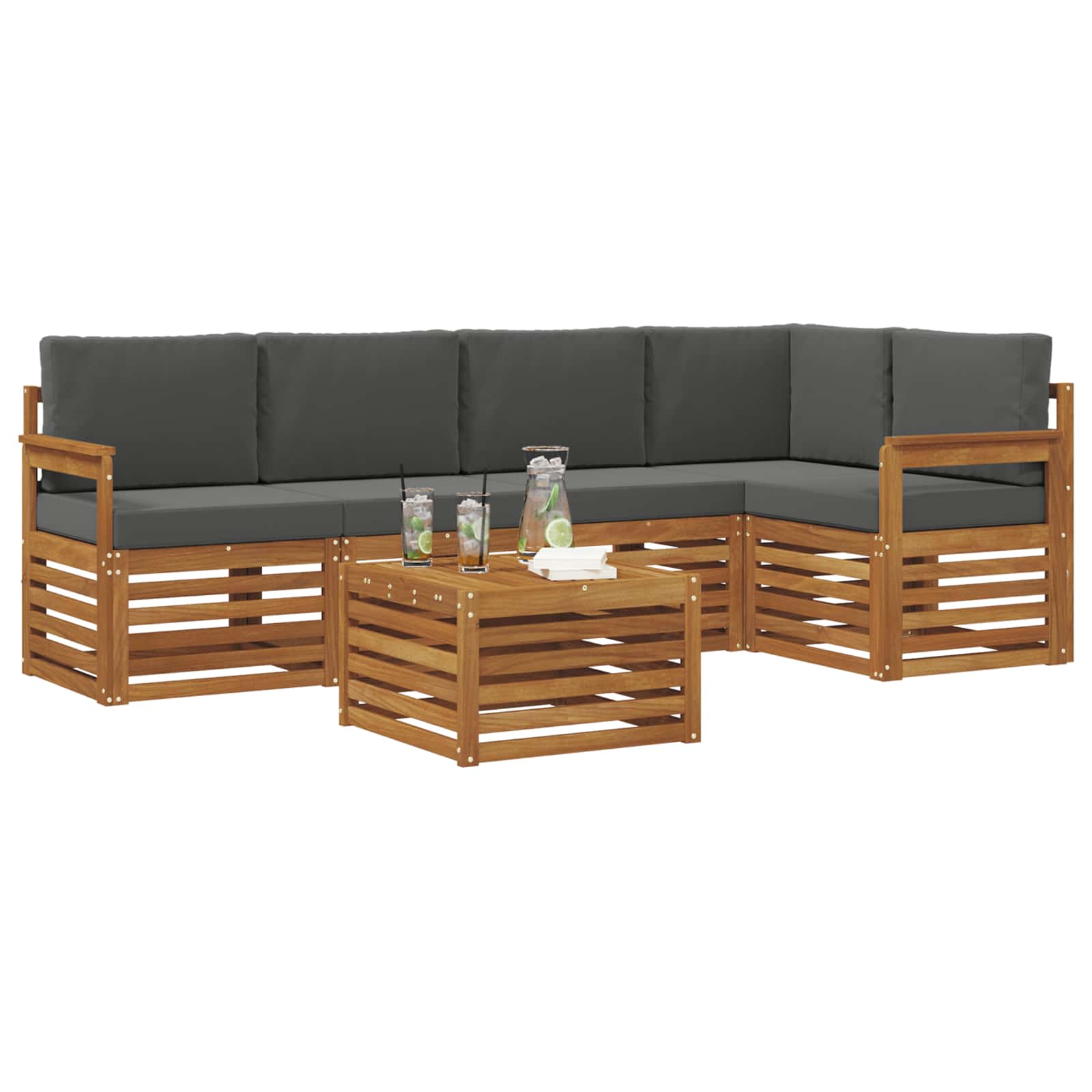 Set divano sezionale con cuscino 6 pcs Naturale e Antracite | homemem39
