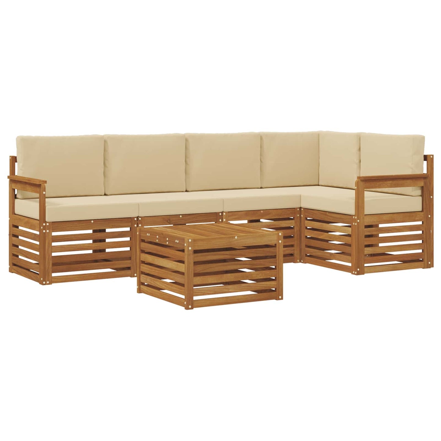 Set divano sezionale con cuscino 6 pcs Naturale e Beige | homemem39