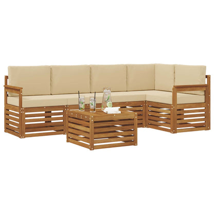 Set divano sezionale con cuscino 6 pcs Naturale e Beige | homemem39