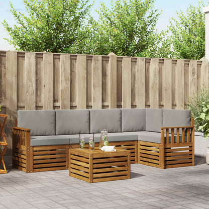 Set divano sezionale con cuscino 6 pcs Grigio Naturale e Chiaro