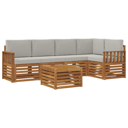 Set divano sezionale con cuscino 6 pcs Grigio Naturale e Chiaro