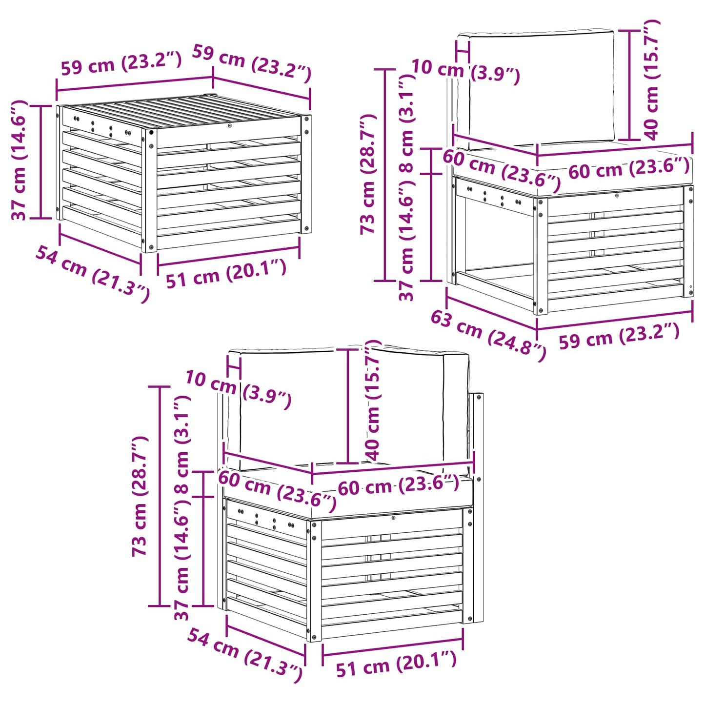 Set divano sezionale con cuscino 6 pcs Naturale e Antracite