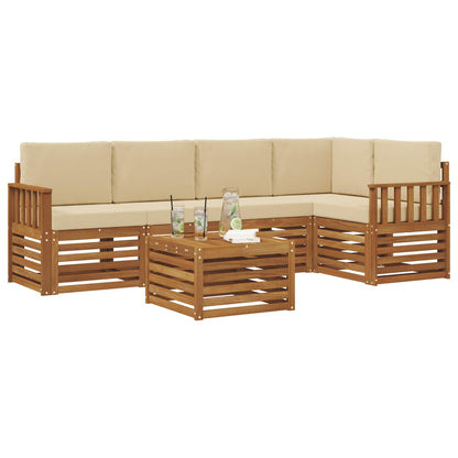 Set divano sezionale con cuscino 6 pcs Naturale e Beige