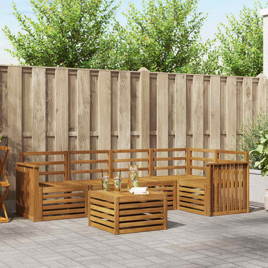 Set divano sezionale 6 pcs Naturale Legno di Acacia Massello | homemem39