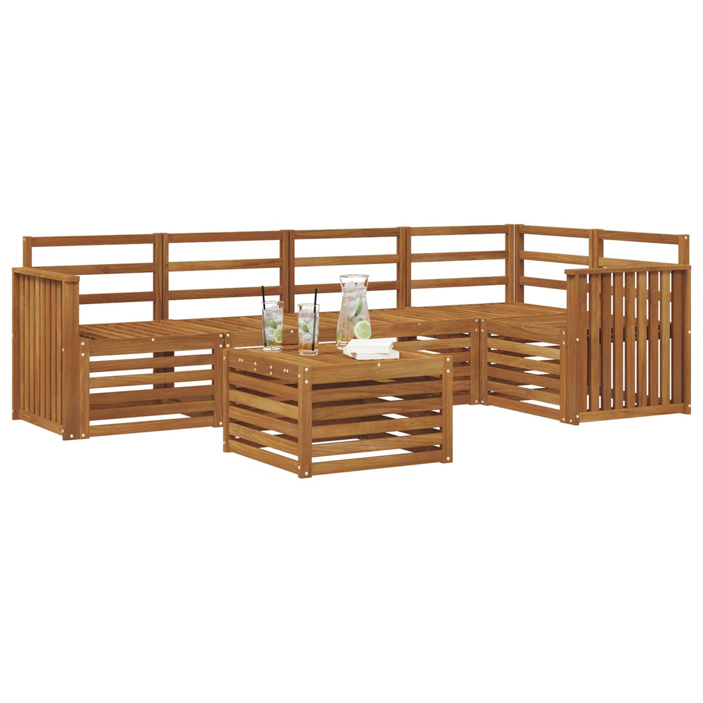 Set divano sezionale 6 pcs Naturale Legno di Acacia Massello