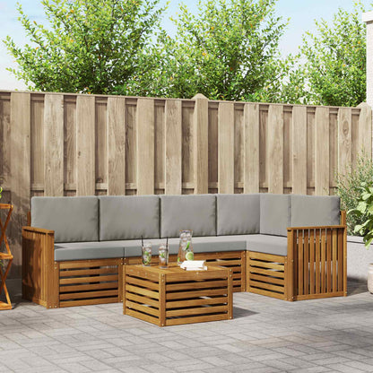 Set divano sezionale con cuscino 6 pcs Grigio Naturale e Chiaro