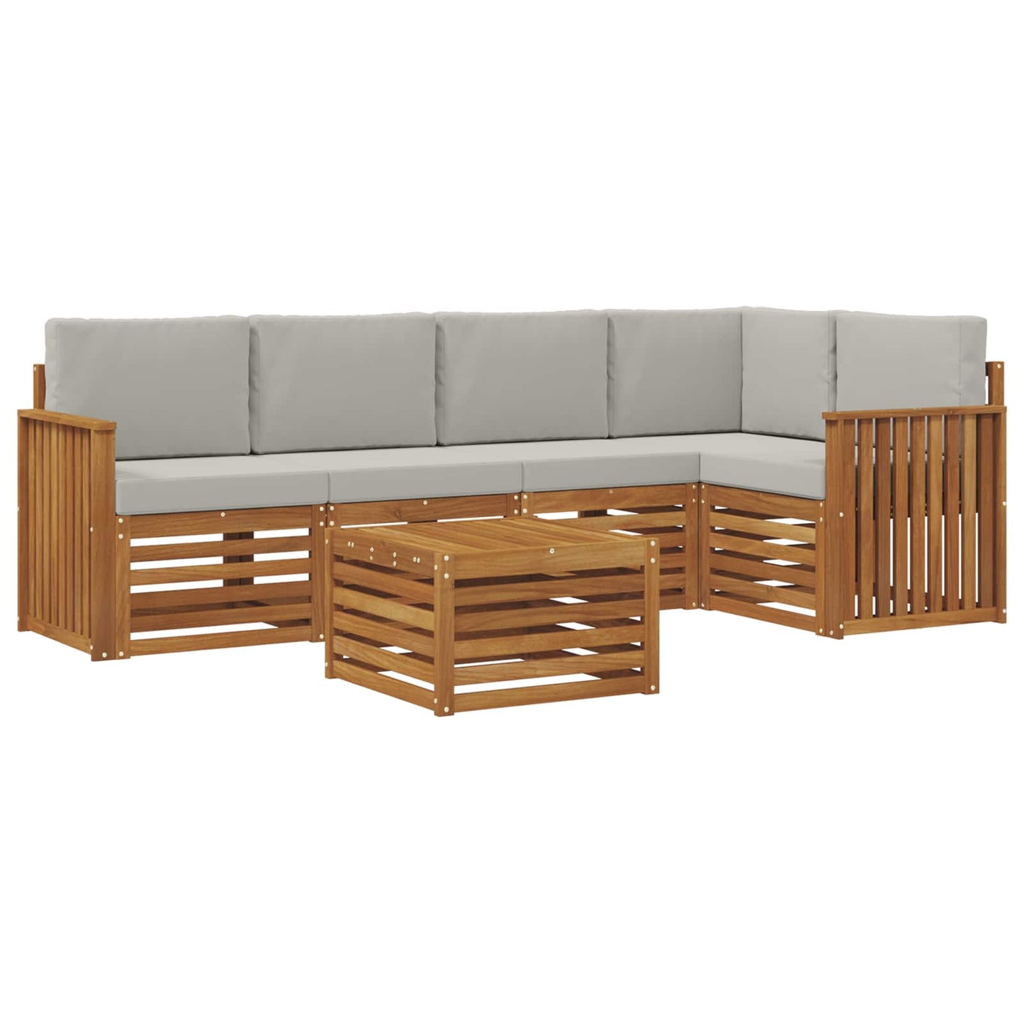 Set divano sezionale con cuscino 6 pcs Grigio Naturale e Chiaro
