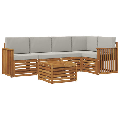 Set divano sezionale con cuscino 6 pcs Grigio Naturale e Chiaro