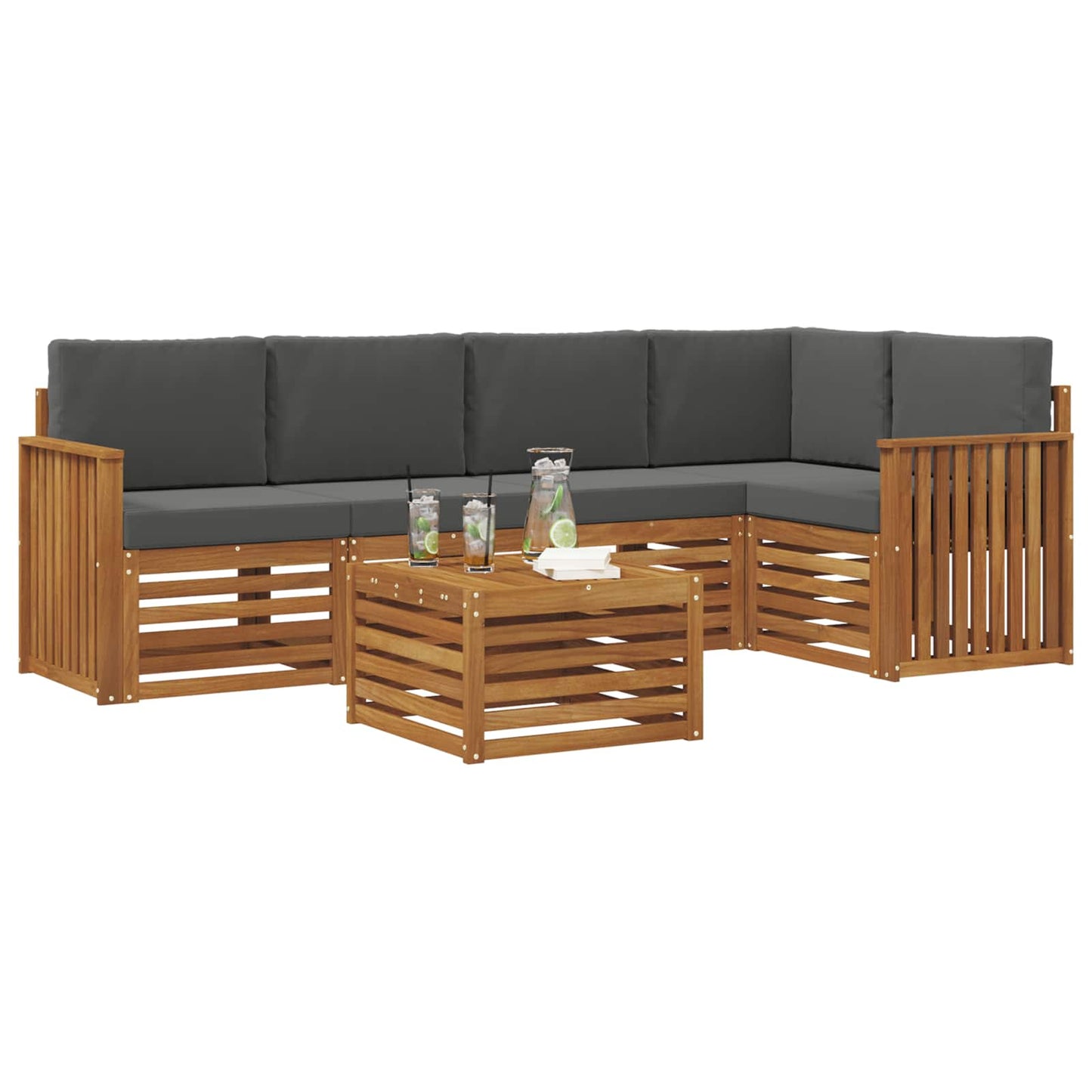 Set divano sezionale con cuscino 6 pcs Naturale e Antracite