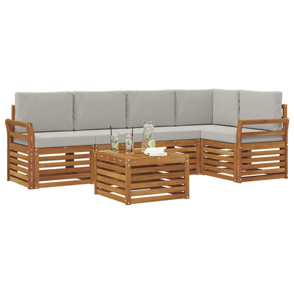 Set divano sezionale con cuscino 6 pcs Grigio Naturale e Chiaro