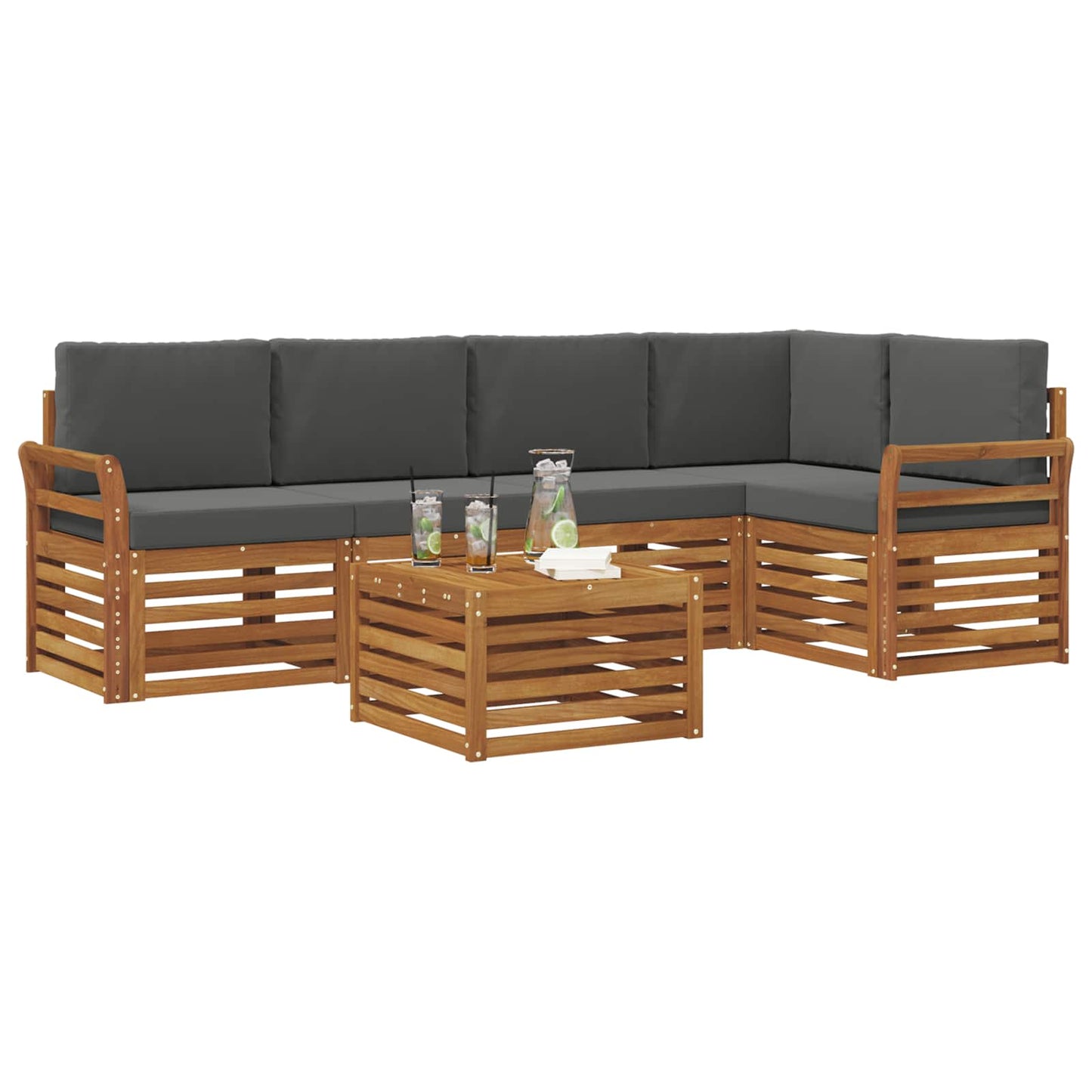 Set divano sezionale con cuscino 6 pcs Naturale e Antracite | homemem39