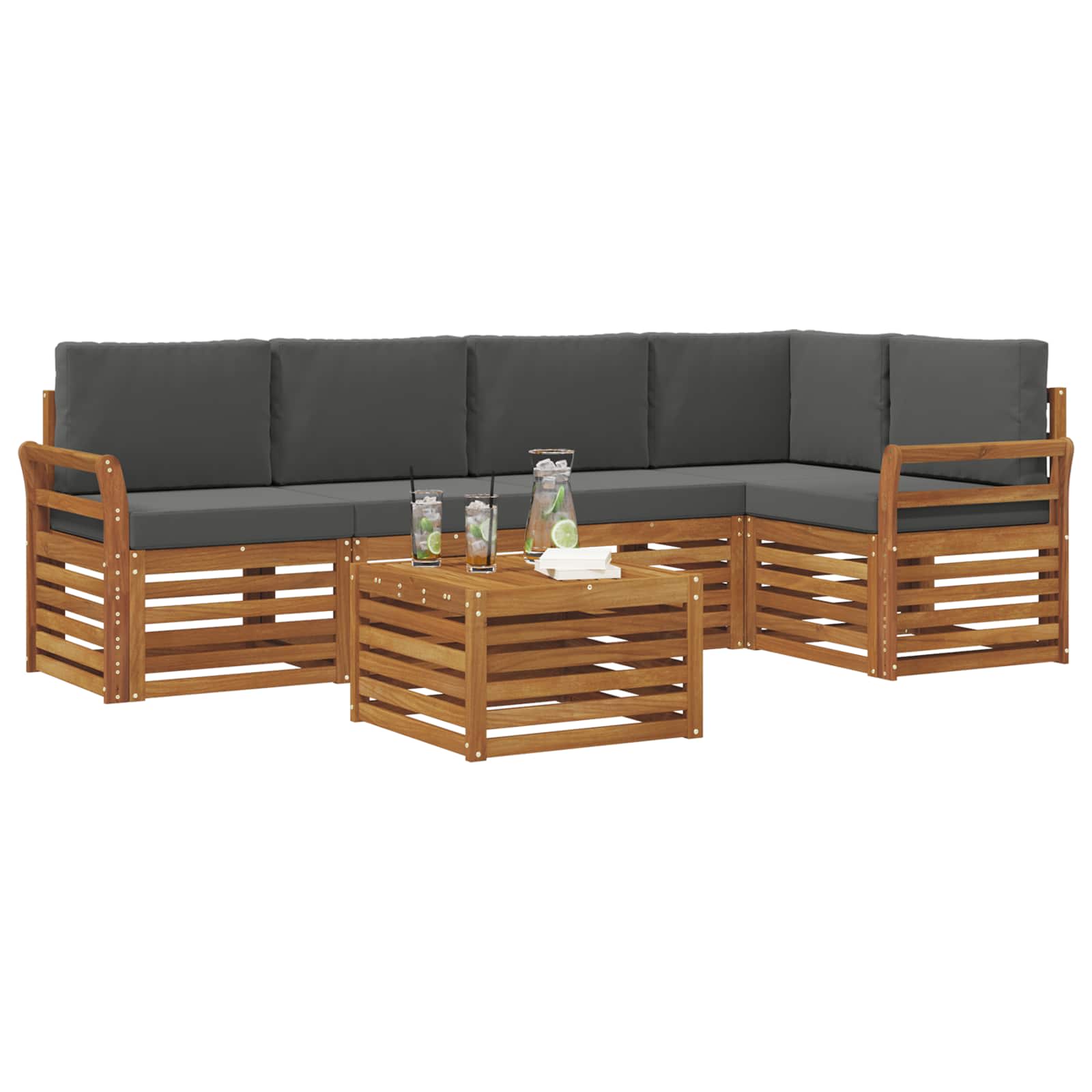 Set divano sezionale con cuscino 6 pcs Naturale e Antracite | homemem39