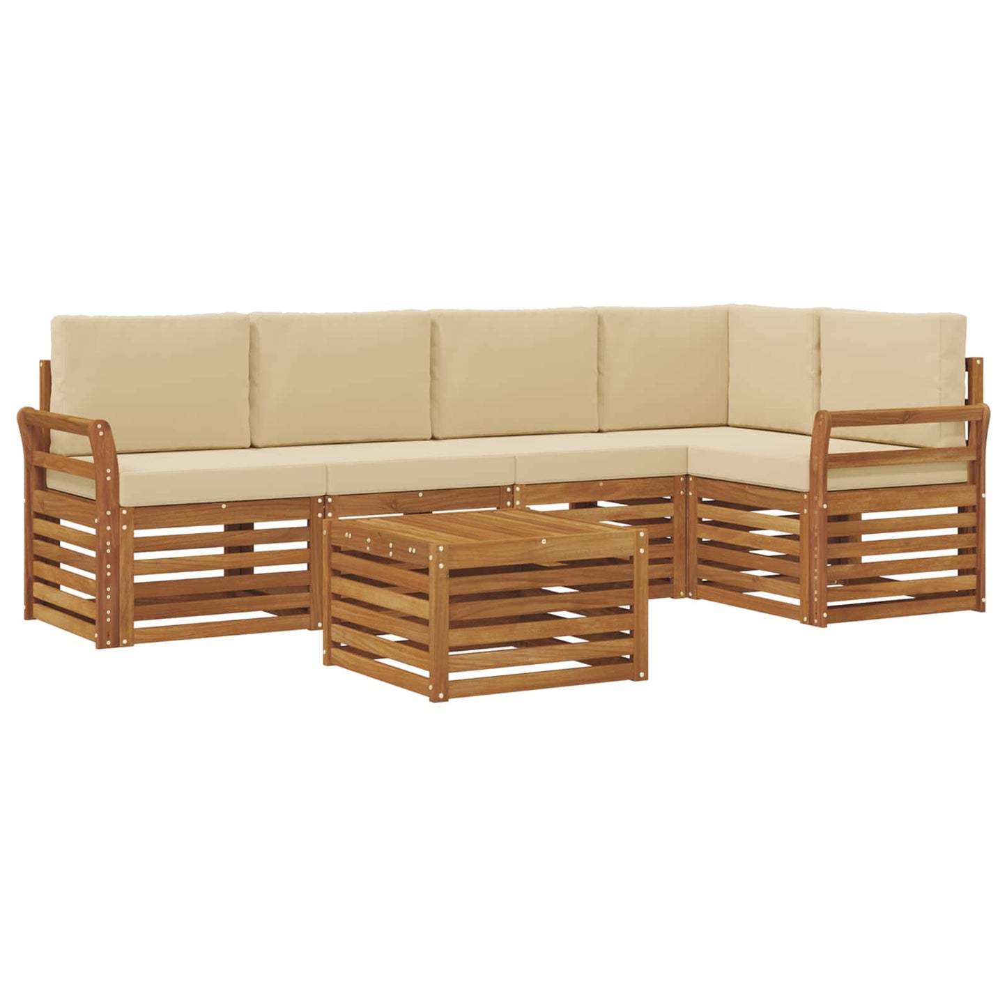 Set divano sezionale con cuscino 6 pcs Naturale e Beige
