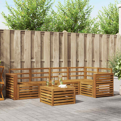 Set divano sezionale 6 pcs Naturale Legno di Acacia Massello