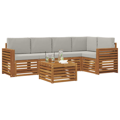 Set divano sezionale con cuscino 6 pcs Grigio Naturale e Chiaro | homemem39