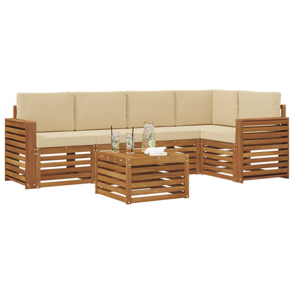 Set divano sezionale con cuscino 6 pcs Naturale e Beige