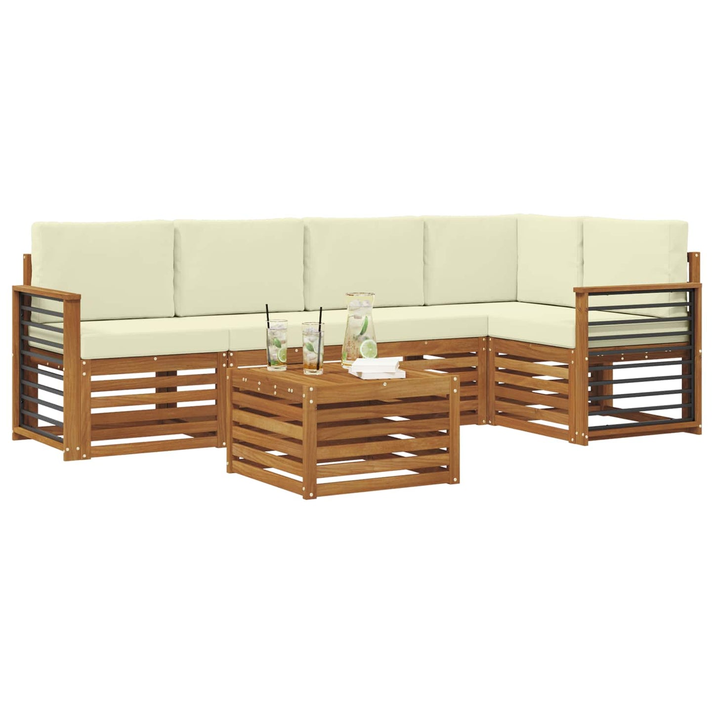 Set divano sezionale con cuscino 6 pcs Naturale e Crema