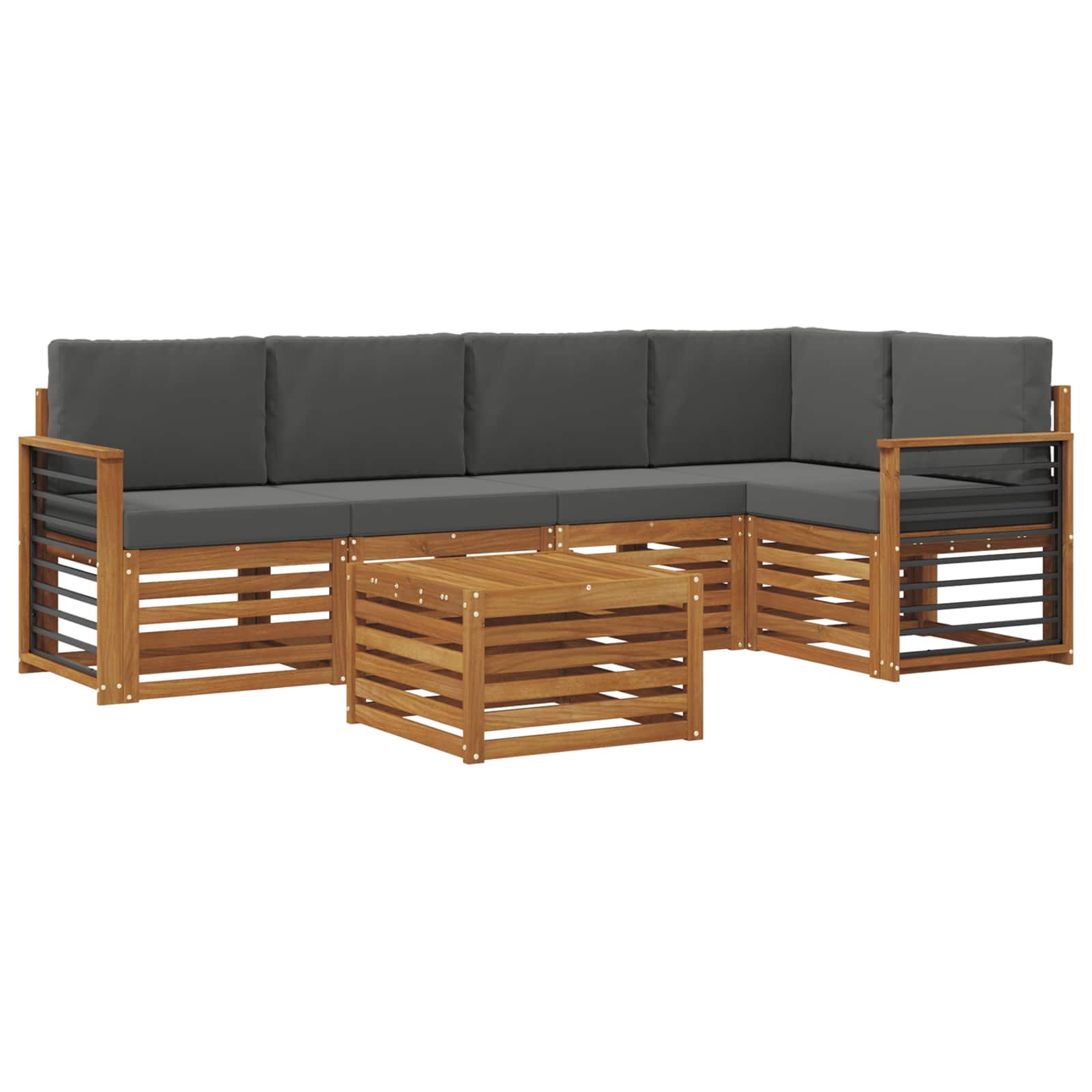 Set divano sezionale con cuscino 6 pcs Naturale e Antracite | homemem39