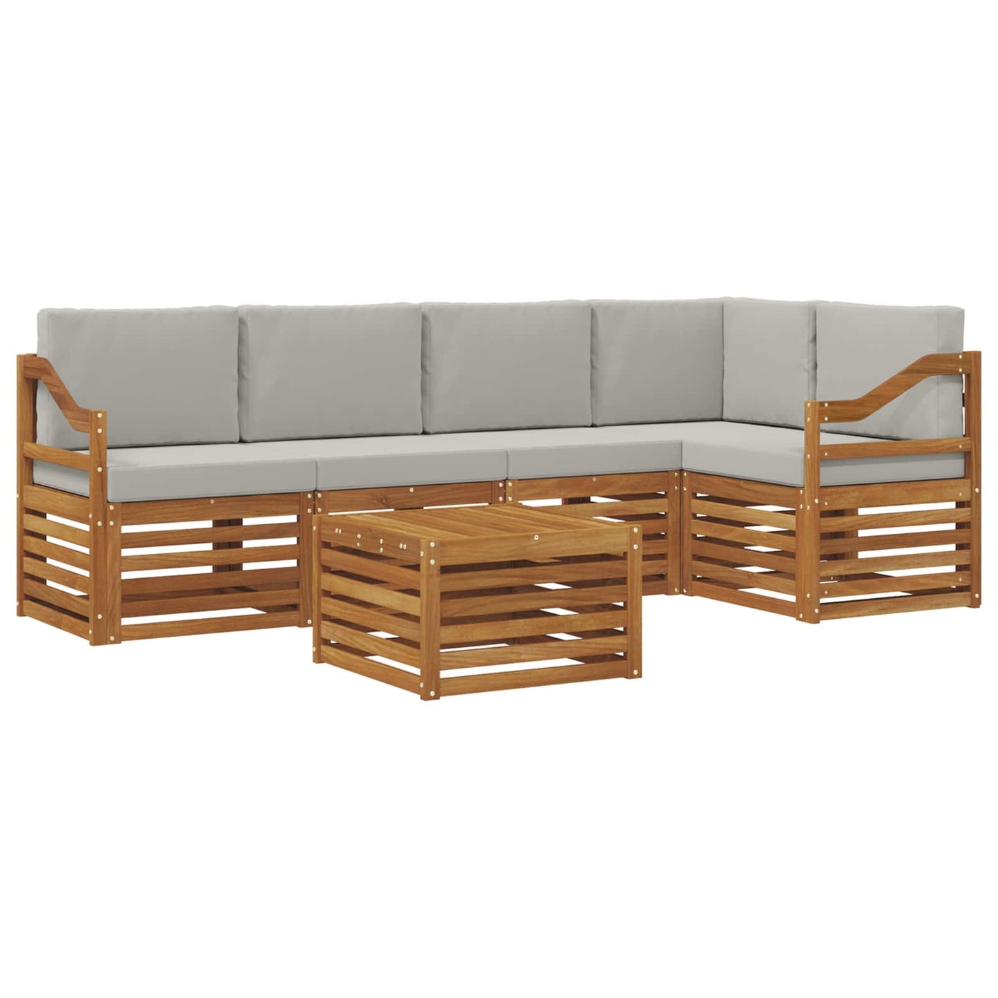 Set divano sezionale con cuscino 6 pcs Grigio Naturale e Chiaro
