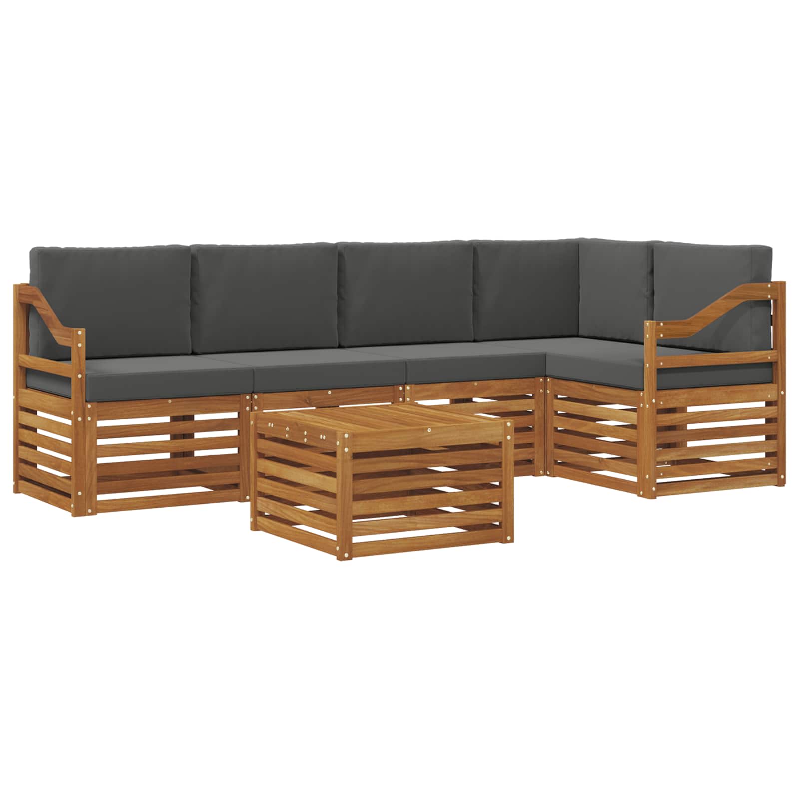 Set divano sezionale con cuscino 6 pcs Naturale e Antracite | homemem39