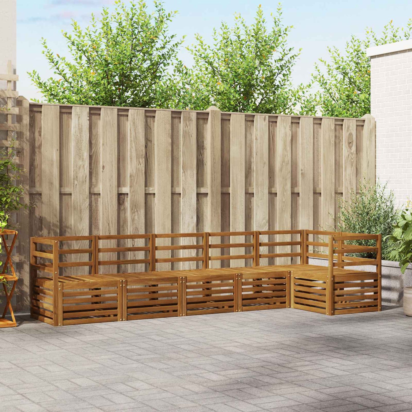 Set divano sezionale 6 pcs Naturale Legno di Acacia Massello | homemem39